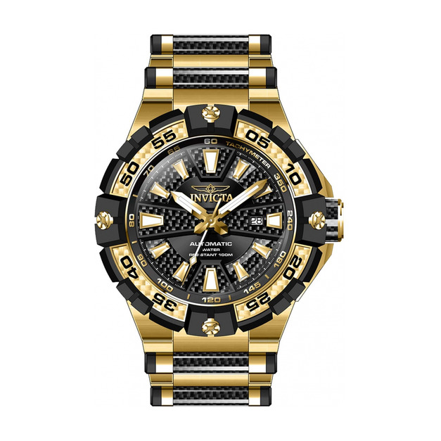 INVICTA |Bolt 黑金色系 不鏽鋼+碳纖維錶帶 55mm大錶徑 自動上鍊機械錶(38138) INVICTA |Bolt 黑金色系 不鏽鋼+碳纖維錶帶 55mm大錶徑 自動上鍊機械錶(38138)