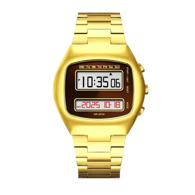 Benlydesign |TV型 金色款 復古電視造型 LCD顯示 多功能 不鏽鋼錶帶 電子錶(TV-G) Benlydesign |TV型 金色款 復古電視造型 LCD顯示 多功能 不鏽鋼錶帶 電子錶(TV-G)