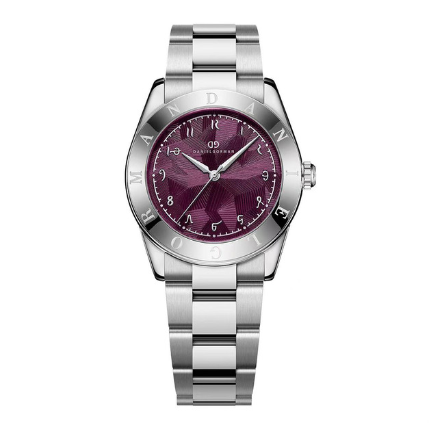 DANIEL GORMAN |多巴胺系列 銀框 紫紅色面 不規則紋路 銀色不鏽鋼錶帶(DG9036SR) DANIEL GORMAN |多巴胺系列 銀框 紫紅色面 不規則紋路 銀色不鏽鋼錶帶(DG9036SR)
