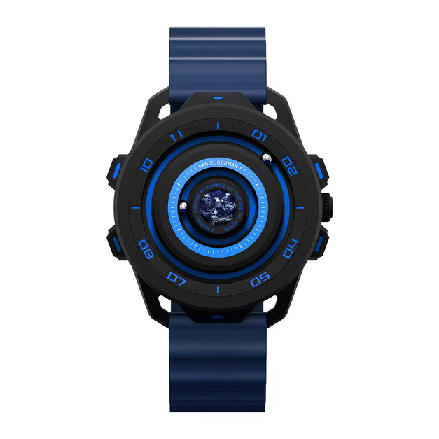 DANIEL GORMAN |萬有引力系列 地球款 磁吸指針 黑色框 深藍色矽膠錶帶 (DG0525KU) DANIEL GORMAN |萬有引力系列 地球款 磁吸指針 黑色框 深藍色矽膠錶帶 (DG0525KU)