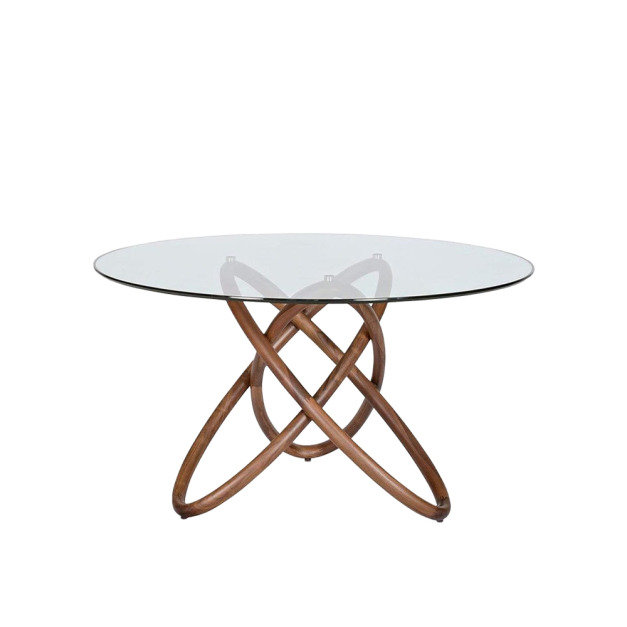Claudia 北美胡桃木玻璃圓桌-130cm Claudia 北美胡桃木玻璃圓桌-130cm