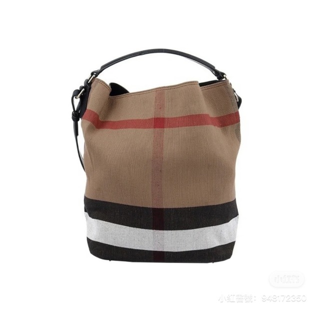 EdaChic Burberry經典格紋棉麻水桶包(大) EdaChic Burberry經典格紋棉麻水桶包(大)