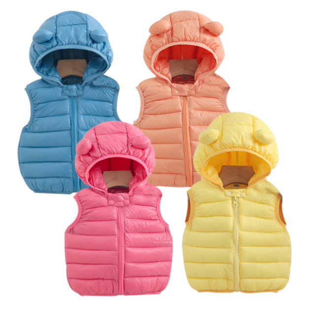 (零碼不退換)純色耳朵造型連帽保暖背心 (零碼不退換)純色耳朵造型連帽保暖背心