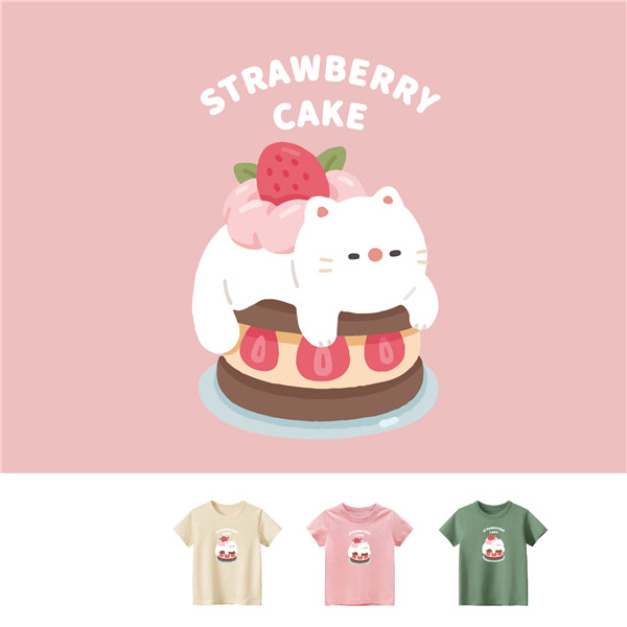 兒童|KV獨家限定款|台灣原創T短袖 蛋糕貓 兒童|KV獨家限定款|台灣原創T短袖 蛋糕貓
