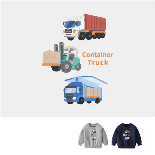 兒童|KV獨家限定款|台灣原創大學T長袖 Q版貨櫃車 兒童|KV獨家限定款|台灣原創大學T長袖 Q版貨櫃車