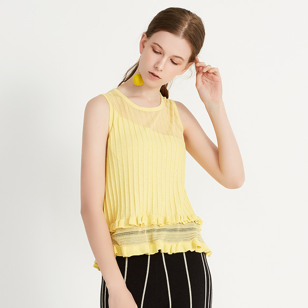 繡晴系列女式背心裙 - 嫩黃 繡晴系列女式背心裙 - 嫩黃
