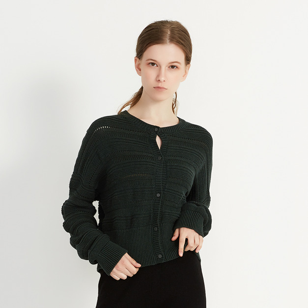 繡晴系列女式短款鏤空開衫 - 碧綠 繡晴系列女式短款鏤空開衫 - 碧綠