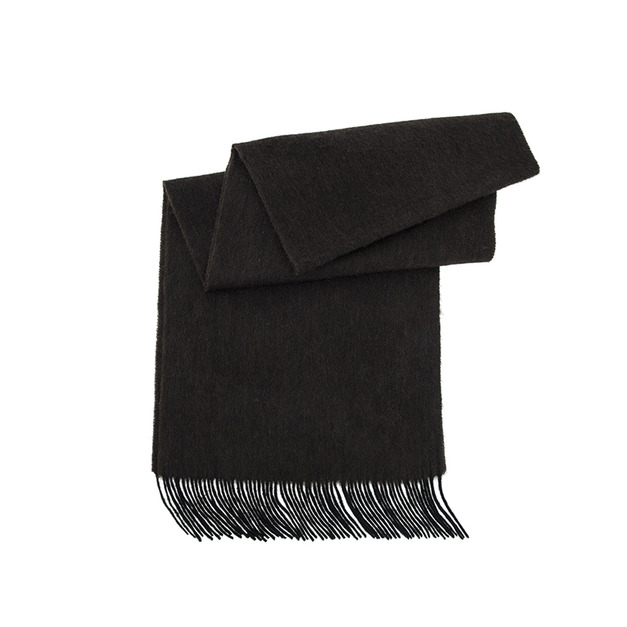 絲原氂牛絨圍巾 - 深棕/黑