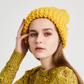 青海手捻羊毛手編帽 - 明黄 青海手捻羊毛手編帽 - 明黄