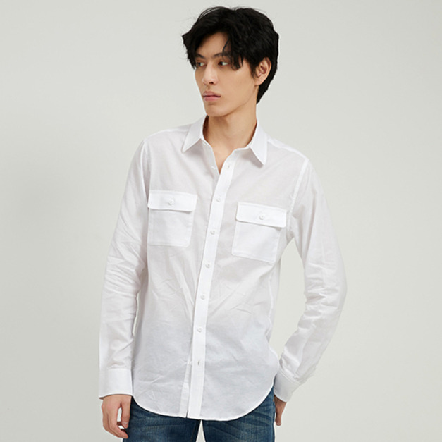 男士亞麻休閒襯衫-本白 男士亞麻休閒襯衫-本白