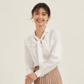氣質絲帶領結襯衫-本白 氣質絲帶領結襯衫-本白