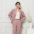 女士休閒西裝外套-灰粉 女士休閒西裝外套-灰粉