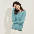圓領百搭坑條針織上衣-湖藍 圓領百搭坑條針織上衣-湖藍