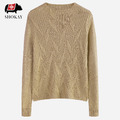 女士圓領麻花針織氂牛絨毛衣-駝色_2 女士圓領麻花針織氂牛絨毛衣-駝色_2