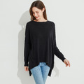 寬鬆長袖針織上衣-黑色_1 寬鬆長袖針織上衣-黑色_1