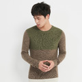 香巴拉男士拚色圓領針織衫 - 深卡其/軍綠_1 香巴拉男士拚色圓領針織衫 - 深卡其/軍綠_1