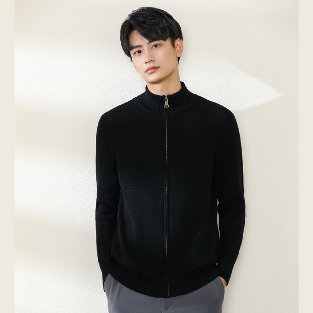 半高領針織拉鍊外套-黑 半高領針織拉鍊外套-黑