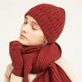 草原針織絞花帽子 - 棗紅_1 草原針織絞花帽子 - 棗紅_1