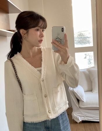 |象牙/黑 現貨| 氣質小香風設計休閒外套 |象牙/黑 現貨| 氣質小香風設計休閒外套