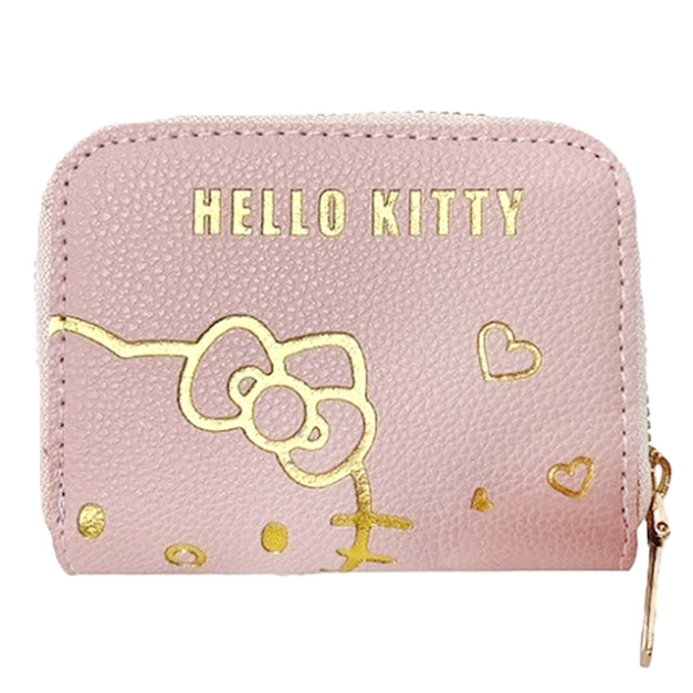 Hello Kitty 皮質拉鍊卡包 (粉燙金大臉款) Hello Kitty 皮質拉鍊卡包 (粉燙金大臉款)