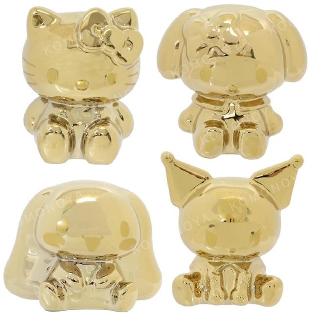 Sanrio 三麗鷗 陶瓷造型存錢筒 (金色款) 大耳狗 Kitty 美樂蒂