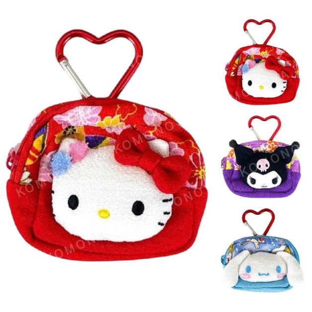 Sanrio 三麗鷗 絨毛大臉零錢包吊飾 (和風款) Kitty 酷洛米 大耳狗 Sanrio 三麗鷗 絨毛大臉零錢包吊飾 (和風款) Kitty 酷洛米 大耳狗
