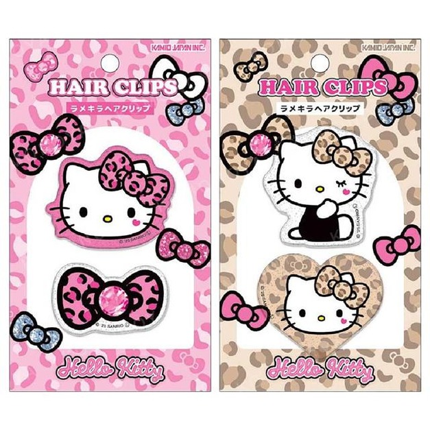 Sanrio 三麗鷗 Hello Kitty 壓克力造型髮夾2入組 (豹紋款)
