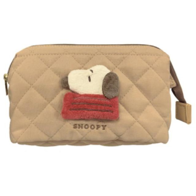 史努比 絎縫拉鍊化妝包 (棕狗屋款) 史努比 絎縫拉鍊化妝包 (棕狗屋款)