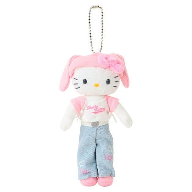 ▲預購特價【限購】Sanrio 三麗鷗 Hello Kitty 絨毛長腿玩偶吊飾 (兔耳帽牛仔褲 看我72變衣櫥系列)