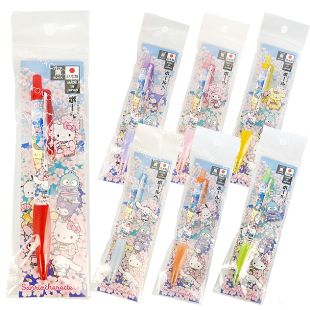 Sanrio 三麗鷗 大集合 黑色原子筆附壓克力吊飾 (櫻花款) Sanrio 三麗鷗 大集合 黑色原子筆附壓克力吊飾 (櫻花款)