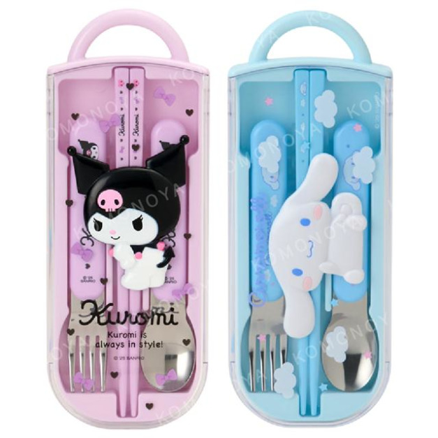 Sanrio 三麗鷗 立體造型滑蓋三件式餐具組 (大臉款) 大耳狗 酷洛米 Sanrio 三麗鷗 立體造型滑蓋三件式餐具組 (大臉款) 大耳狗 酷洛米