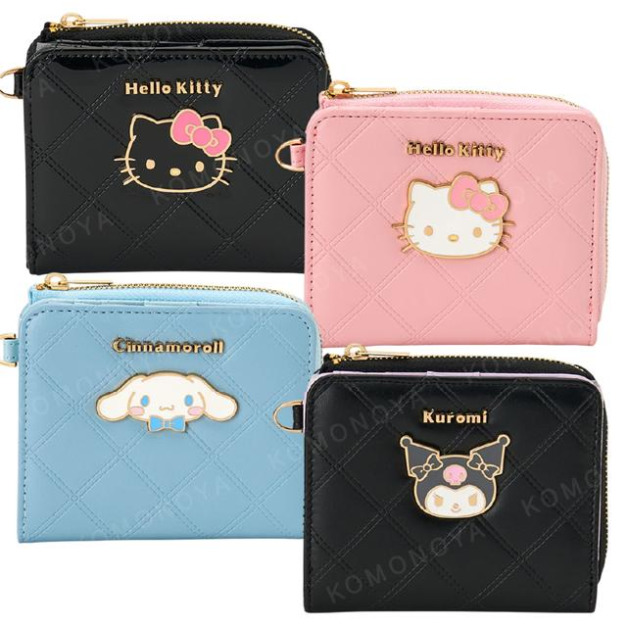 Sanrio 三麗鷗 皮質絎縫拉鍊錢包 (大臉款) Kitty 大耳狗 酷洛米 Sanrio 三麗鷗 皮質絎縫拉鍊錢包 (大臉款) Kitty 大耳狗 酷洛米