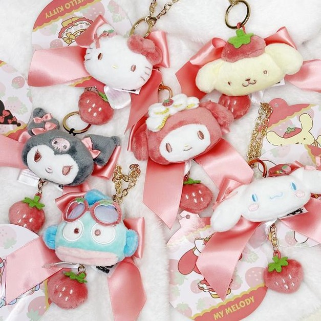 ▲特價【限購】Sanrio 三麗鷗 絨毛造型掛鍊吊飾 (草莓新聞50週年) Hello Kitty 美樂蒂 大耳狗
