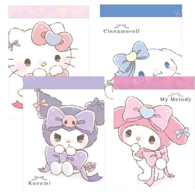 Sanrio 三麗鷗 迷你便條本 (緞帶款) Kitty 酷洛米 大耳狗 美樂蒂 Sanrio 三麗鷗 迷你便條本 (緞帶款) Kitty 酷洛米 大耳狗 美樂蒂