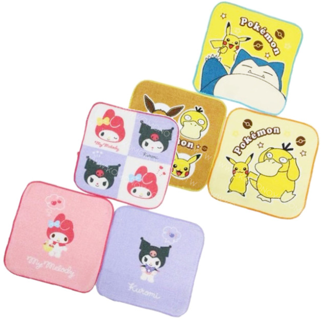 純棉方巾3入組 16x16cm (大集合款) 美樂蒂 酷洛米 寶可夢 純棉方巾3入組 16x16cm (大集合款) 美樂蒂 酷洛米 寶可夢