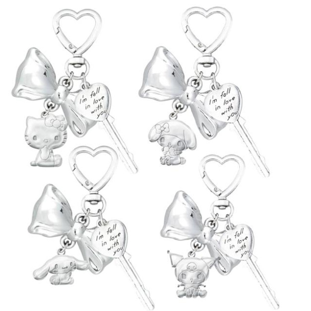 Sanrio 三麗鷗 金屬造型鑰匙圈 (銀蝴蝶結款) Kitty 美樂蒂 大耳狗 酷洛米 Sanrio 三麗鷗 金屬造型鑰匙圈 (銀蝴蝶結款) Kitty 美樂蒂 大耳狗 酷洛米