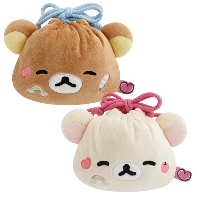 San-X 拉拉熊 絨毛造型束口袋 (大臉款) 牛奶熊