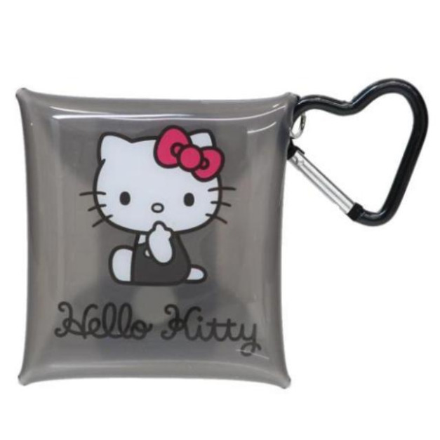 Sanrio 三麗鷗 Hello Kitty PVC扣式收納包附扣環 (黑坐姿款) Sanrio 三麗鷗 Hello Kitty PVC扣式收納包附扣環 (黑坐姿款)