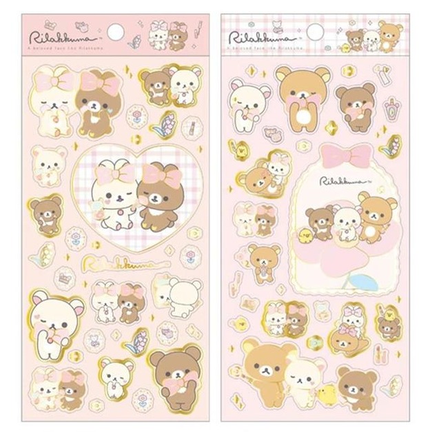 San-X 拉拉熊 造型貼紙組 (粉好友蝴蝶結款)