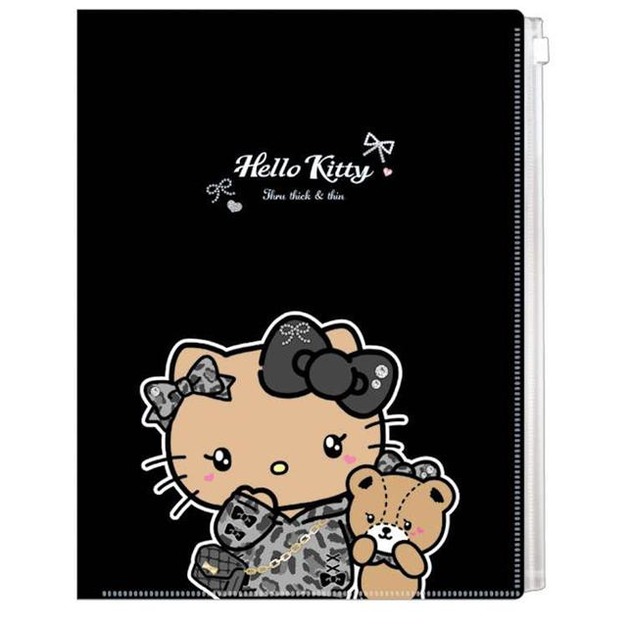 Sanrio 三麗鷗 Hello Kitty A4 6+1多功能資料夾 (黑時尚女孩款)