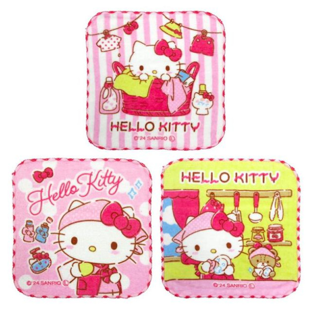 Sanrio 三麗鷗 純棉方巾3入組 16x16cm (家事款) Sanrio 三麗鷗 純棉方巾3入組 16x16cm (家事款)