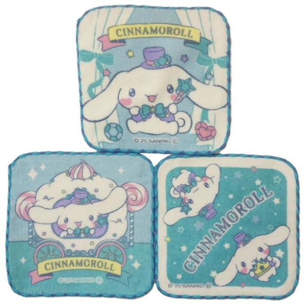 Sanrio 三麗鷗 純棉方巾3入組 16x16cm (禮帽款) Sanrio 三麗鷗 純棉方巾3入組 16x16cm (禮帽款)