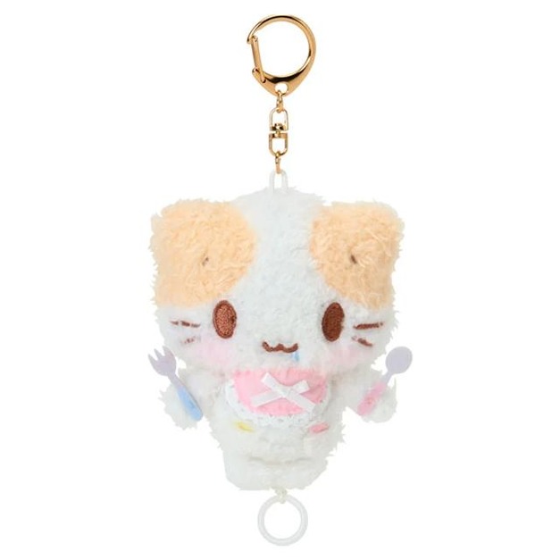 Sanrio 三麗鷗 棉花糖貓 絨毛玩偶伸縮鑰匙圈 (餐具款)