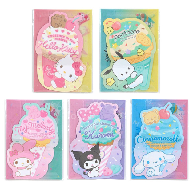 Sanrio 三麗鷗 造型信封信紙組 (冰淇淋款) Kitty 酷洛米 大耳狗 美樂蒂 帕恰狗 Sanrio 三麗鷗 造型信封信紙組 (冰淇淋款) Kitty 酷洛米 大耳狗 美樂蒂 帕恰狗