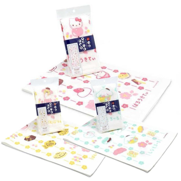 Sanrio 三麗鷗 棉質長毛巾 34x90cm (和風款) Kitty 布丁狗 大耳狗 Sanrio 三麗鷗 棉質長毛巾 34x90cm (和風款) Kitty 布丁狗 大耳狗