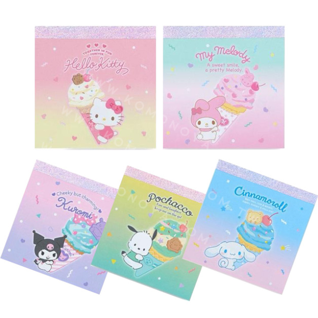 Sanrio 三麗鷗 迷你便條本 60枚入 (冰淇淋款) Kitty 酷洛米 大耳狗 美樂蒂 帕恰狗 Sanrio 三麗鷗 迷你便條本 60枚入 (冰淇淋款) Kitty 酷洛米 大耳狗 美樂蒂 帕恰狗