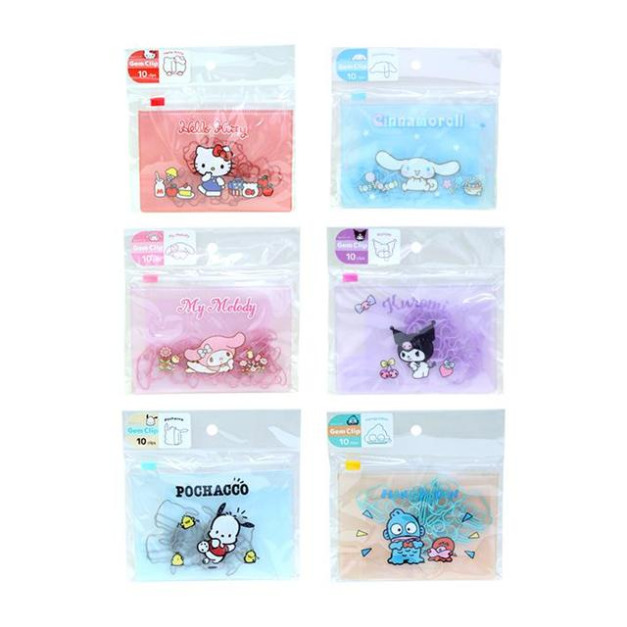 Sanrio 三麗鷗 造型迴紋針附夾鏈袋 10枚入 (輪廓款) Kitt 美樂蒂 酷洛米 大耳狗 Sanrio 三麗鷗 造型迴紋針附夾鏈袋 10枚入 (輪廓款) Kitt 美樂蒂 酷洛米 大耳狗