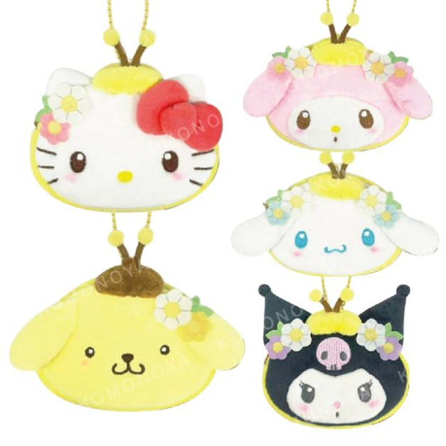Sanrio 三麗鷗 絨毛玩偶收納包吊飾 (蜜蜂系列) Kitty 美樂蒂 布丁狗 大耳狗 Sanrio 三麗鷗 絨毛玩偶收納包吊飾 (蜜蜂系列) Kitty 美樂蒂 布丁狗 大耳狗