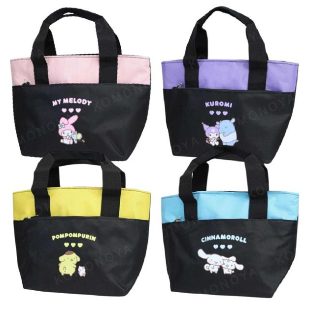 Sanrio 三麗鷗 保冷手提午餐袋 (黑好友款) 美樂蒂 大耳狗 布丁狗 酷洛米 Sanrio 三麗鷗 保冷手提午餐袋 (黑好友款) 美樂蒂 大耳狗 布丁狗 酷洛米