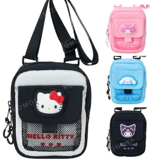 Sanrio 三麗鷗 尼龍拉鍊斜背包 (大臉款) Kitty 美樂蒂 大耳狗 酷洛米 Sanrio 三麗鷗 尼龍拉鍊斜背包 (大臉款) Kitty 美樂蒂 大耳狗 酷洛米